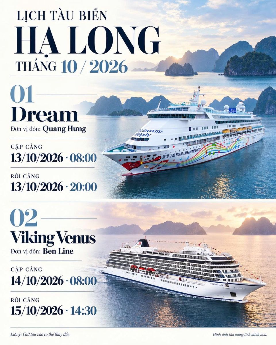 Lịch tàu biển hạ long – tháng 10/2026