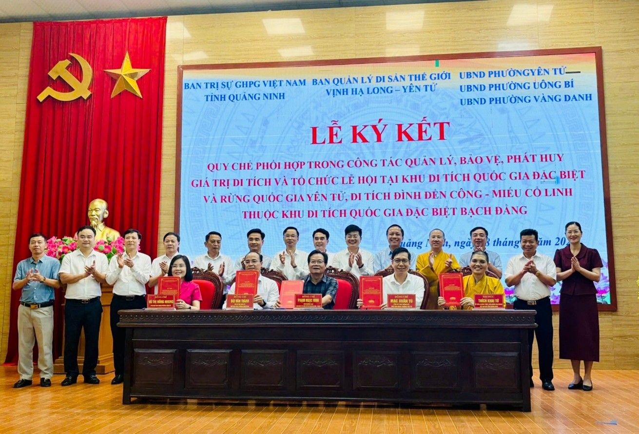 Ký kết Quy chế phối hợp trong công tác quản lý, bảo vệ, phát huy giá trị di tích và tổ chức lễ hội tại  di tích Quốc gia đặc biệt và rừng Quốc gia Yên Tử, Di tích Đình Đền Công – Miếu Cổ Linh thuộc di tích Quốc gia đặc biệt Bạch Đằng